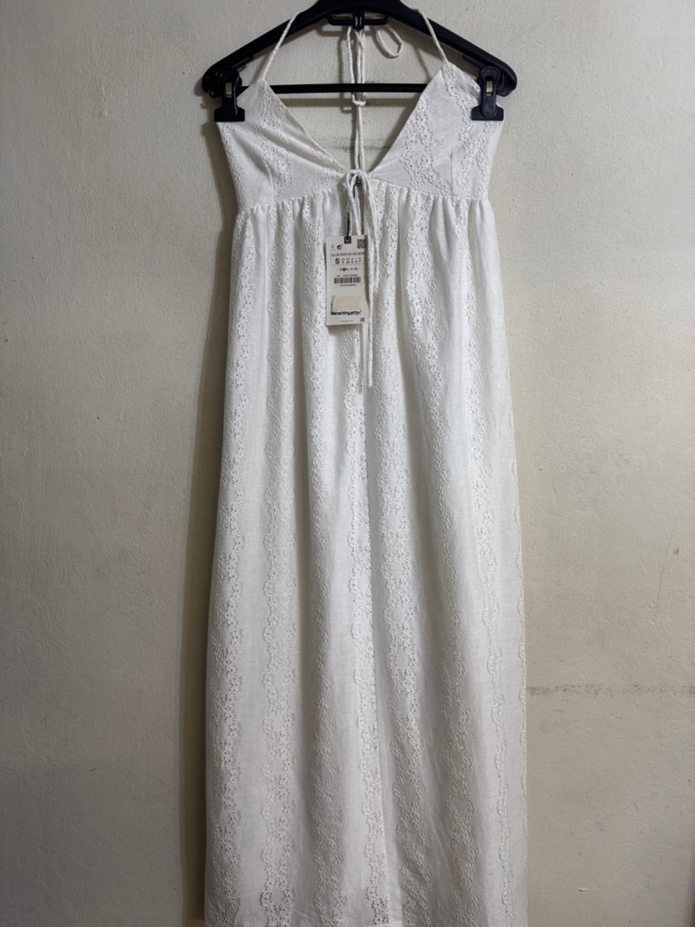 ZARA White Lace Halter Maxi Dress SIZE S NWT